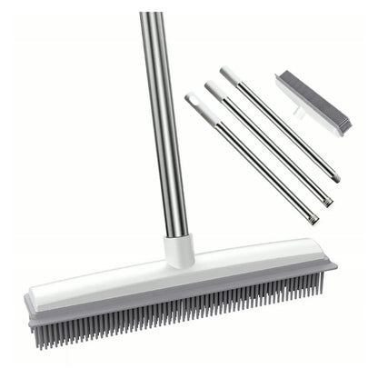 Rubber broom with telescoping stainless handle